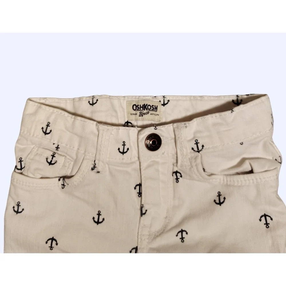 Girls OshKosh B'gosh Anchor Print White Dress Pants Jeans 3T Nautical Preppy‎